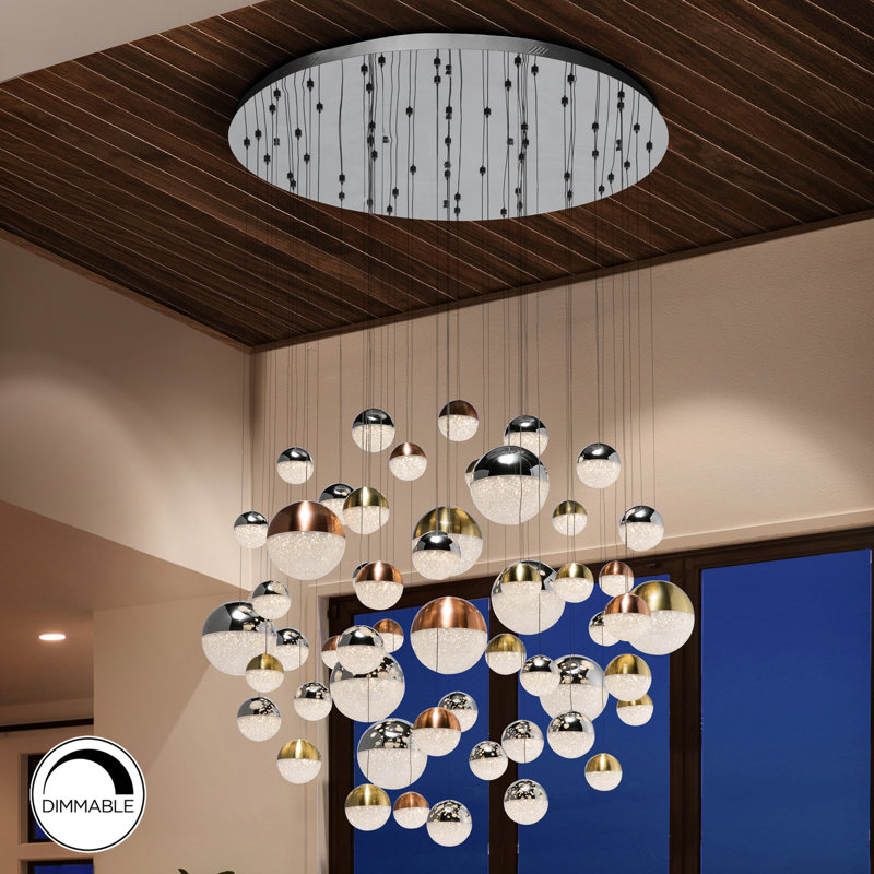 Avocet 55 - Light LED Cluster Pendant, 121cm H x 83cm W x 83cm D