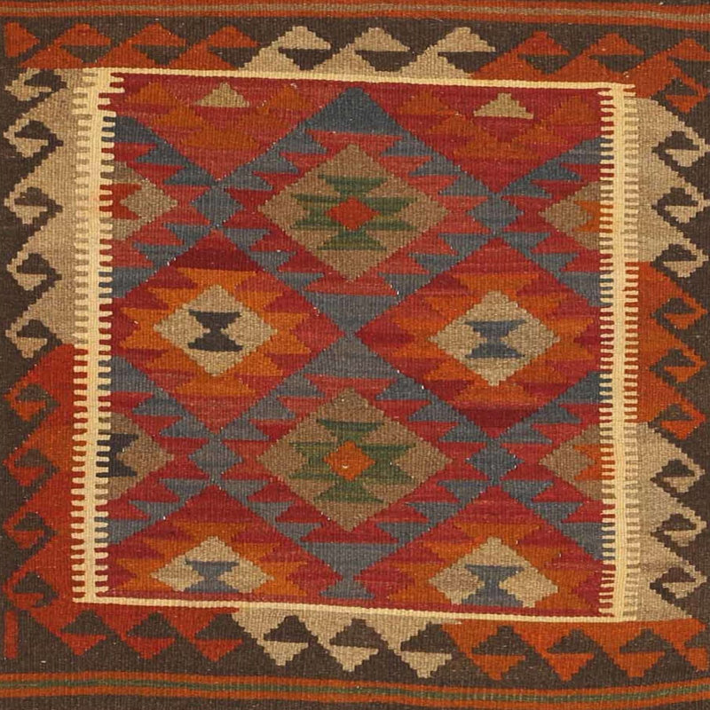 Rouge sud-ouest/brun/bleu Tapis décoratif, Carré 8 pi