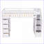 Lit mezzanine simple en bois de pin massif avec tiroirs de rangement, escaliers et amp; Tablettes - blanc