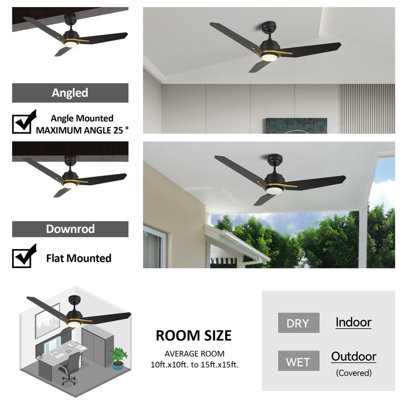 Ventilateur de plafond à moteur à courant continu 48 po avec lumières DEL et télécommande 