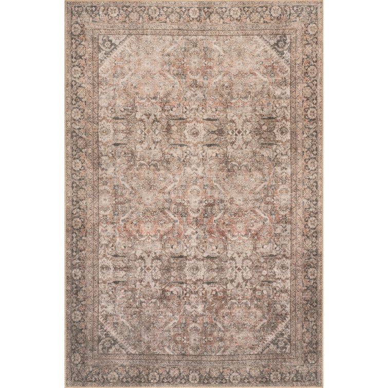 Jeccica Distressed Vintage Medallion Jute Blend Polyester Area Rug