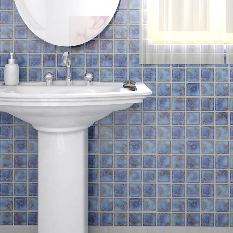 Channel Terra Azure Mega Square 12-1/4" x 12-1/4" Porcelain Mosaic Floor and Wall Tile