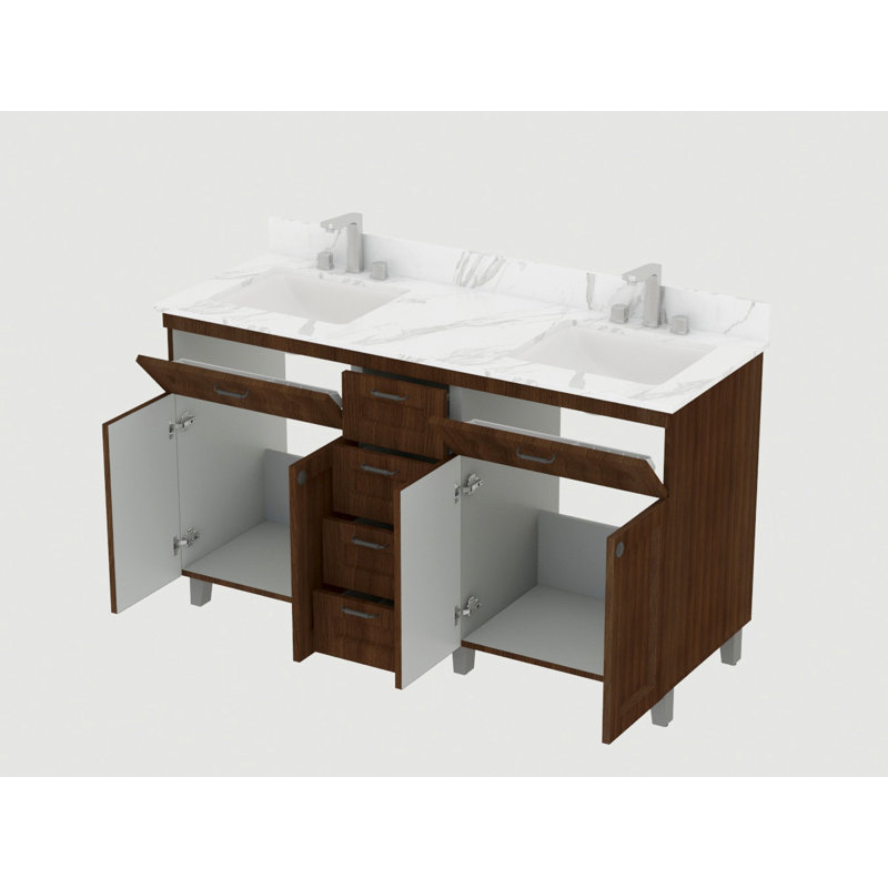 Ensemble de meuble-lavabo double 60 po Boughner, Espresso