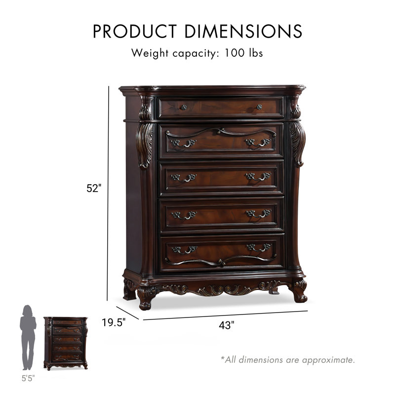 Congresbury 5-Drawer Chest, Brown
