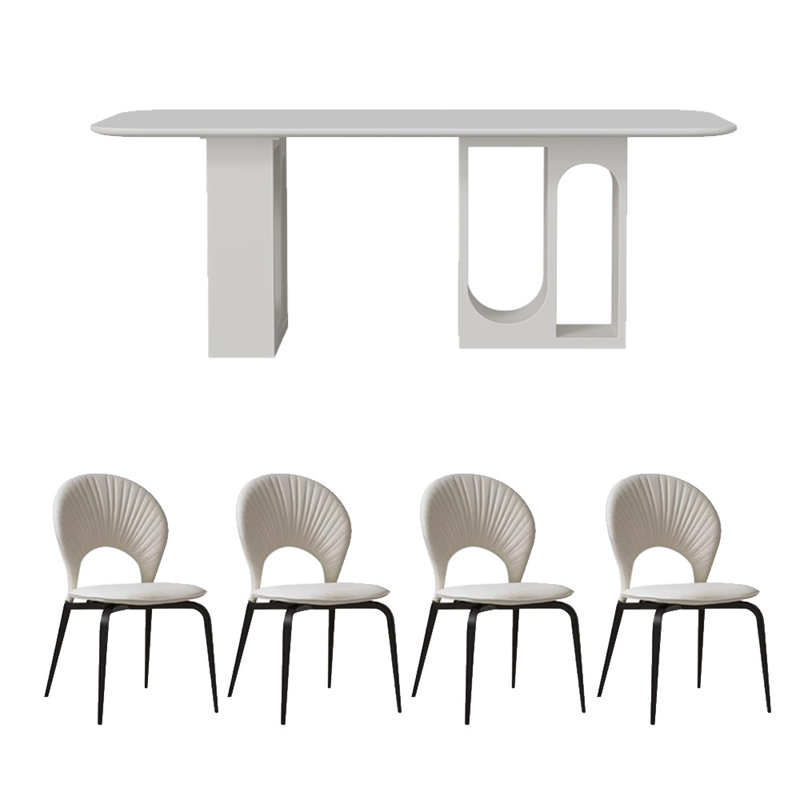 Superior sintered stone dining table set, 29.53"H x 62.99"L x 31.5"W