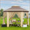 Tente d'auvent extérieure avec moustiquaire, abri de jardin escamotable, abri de soleil à double aération avec hauteurs ajustables, abri de jardin d'extérieur pour meubles de jardin et de patio, tente d'extérieur