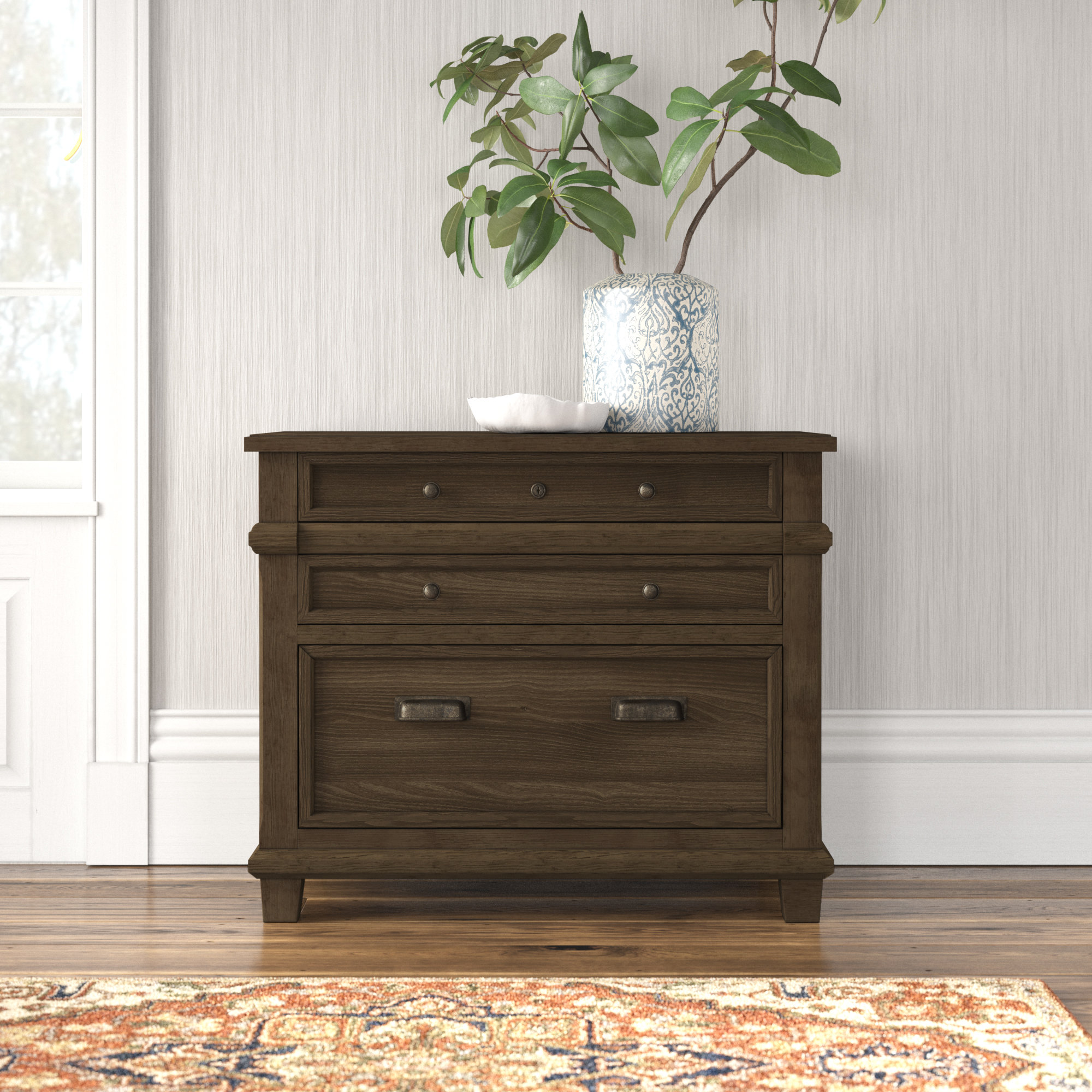 Alderton 36" W 2-Drawer Solid Wood Lateral Filing Cabinet