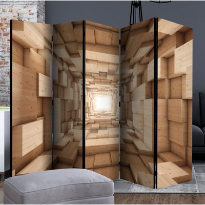 Marfa 225cm W x 172cm H 5 - Panel Solid Wood Folding Room Divider
