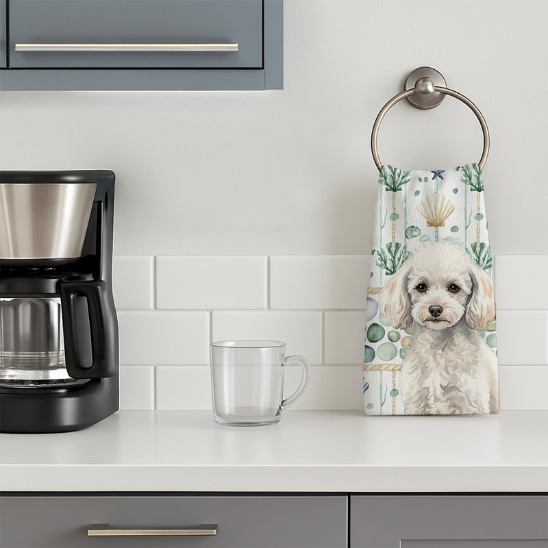 Serviette de cuisine miniature, Caniche blanc miniature