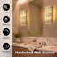 Applique murale moderne en laiton avec verre nervuré, applique murale dorée câblée pour les grands espaces intérieurs, salon, couloir, éclairage d'escalier, comprend des ampoules E12-1086440611