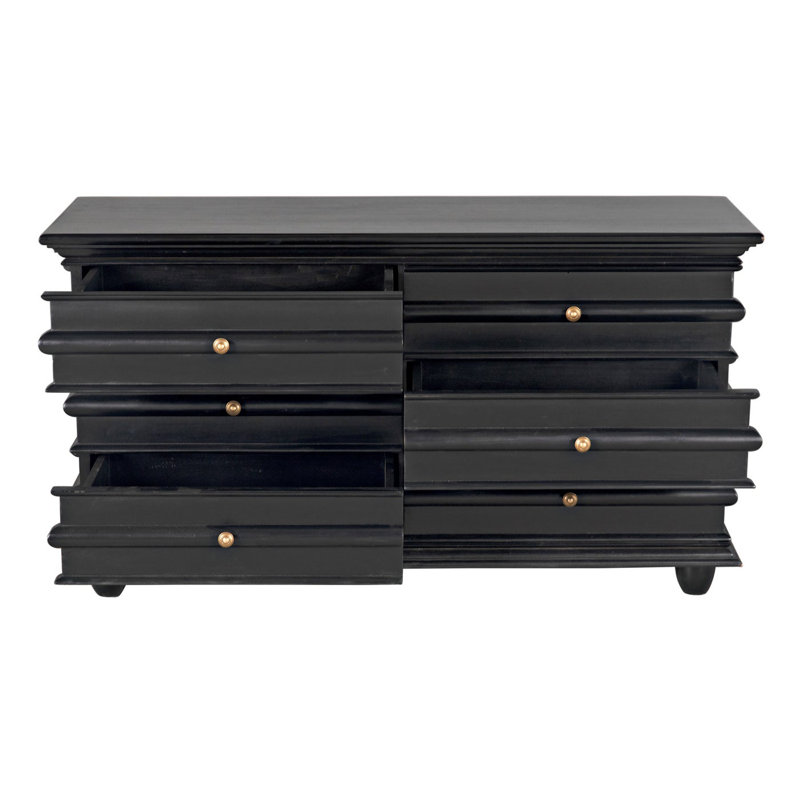 Ascona 6 - Drawer Dresser, Hand Rubbed Black