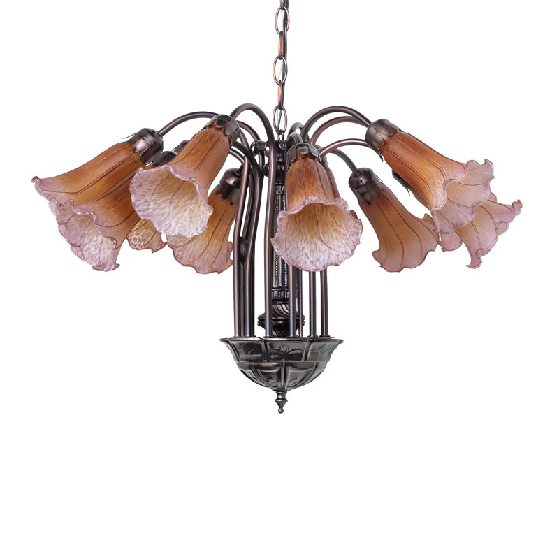 Lustre sphérique unique à 12 lumières Schreffler, Ambre / mauve