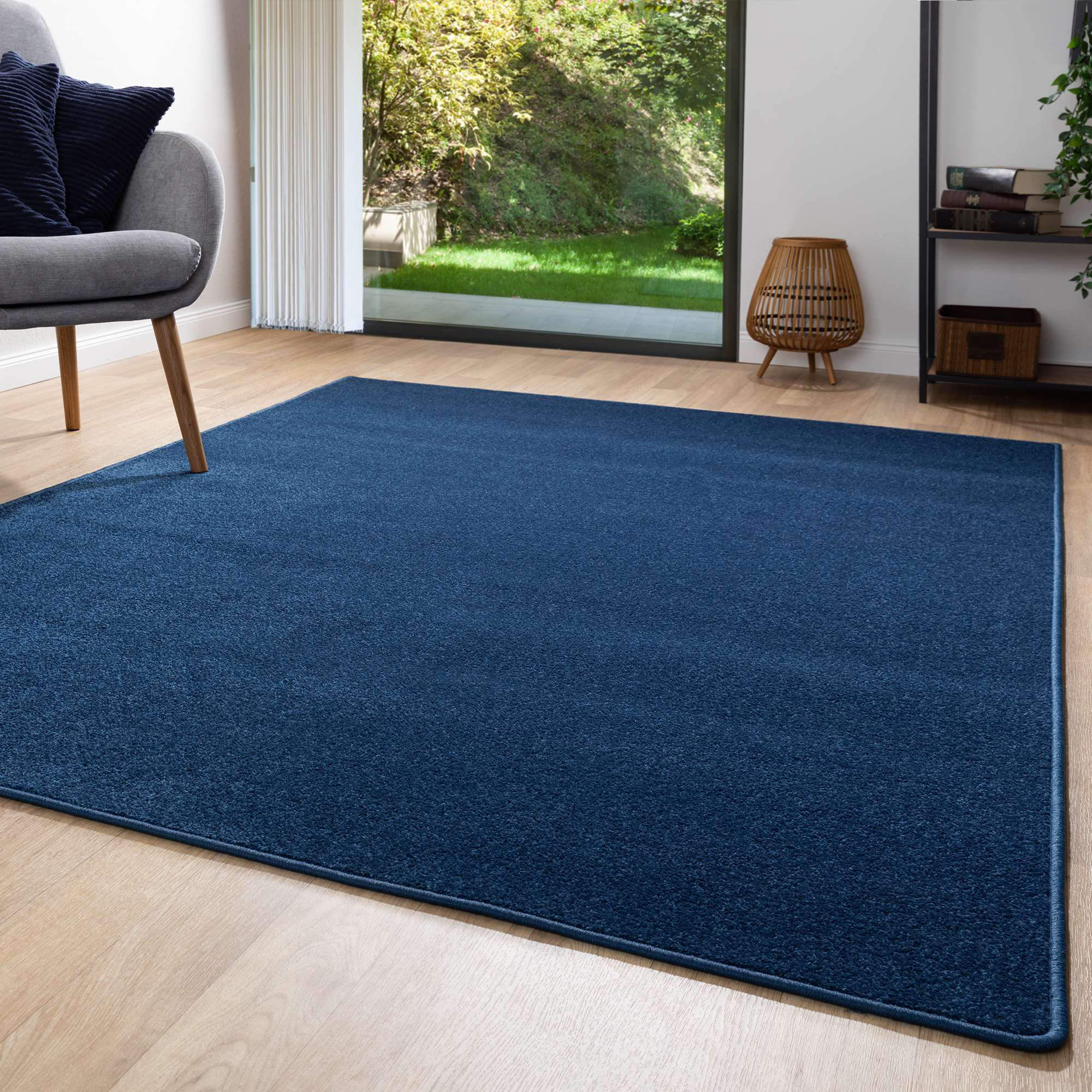 Latitude Run Solid Colour Blue Area Rug | Wayfair.co.uk