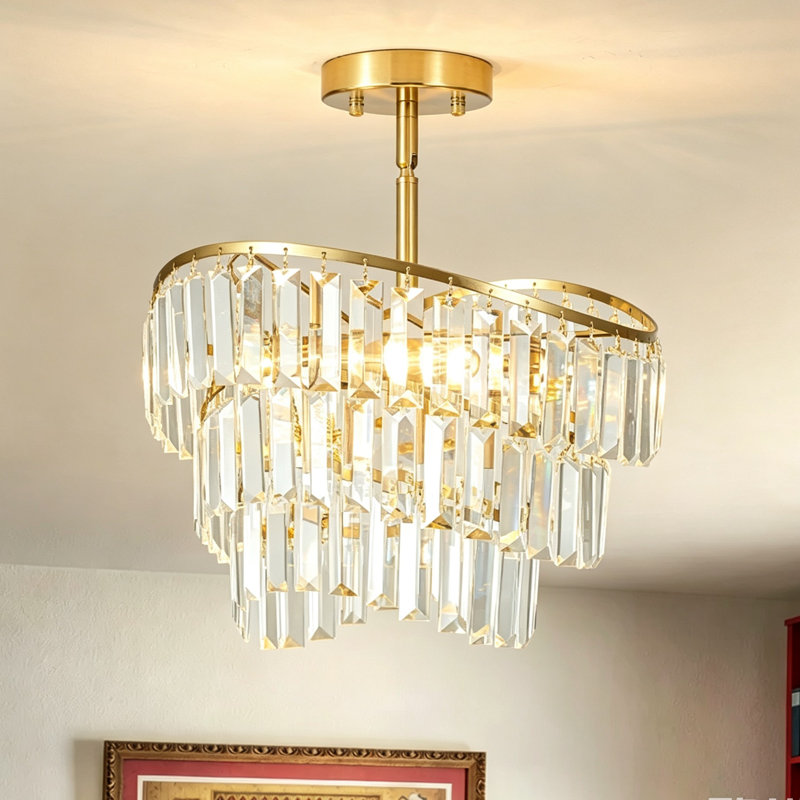 Aldgate 4 - Light Glass Crystal Semi Flush Mount Ceiling Light