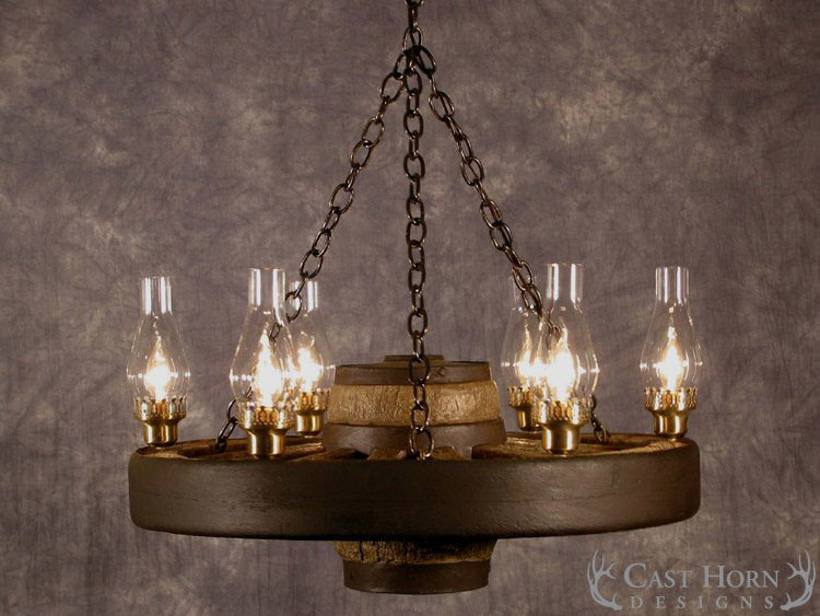 Tristan 6 - Light Dimmable Wagon Wheel Chandelier