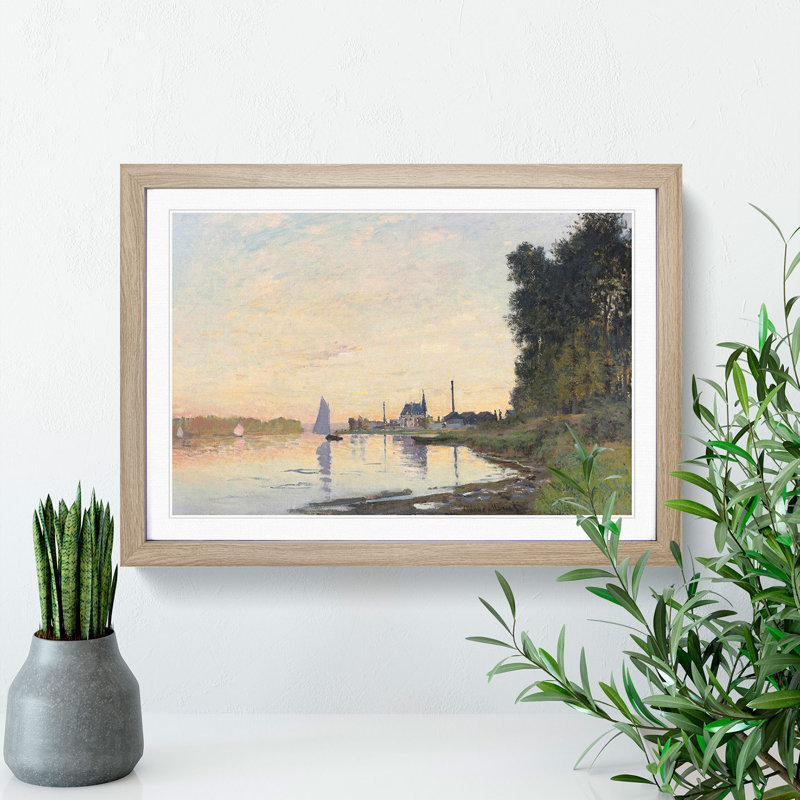 The Shore at Dusk by Claude Monet - Framed Print, 48cm H x 65cm W x 2cm D, Oak Framed