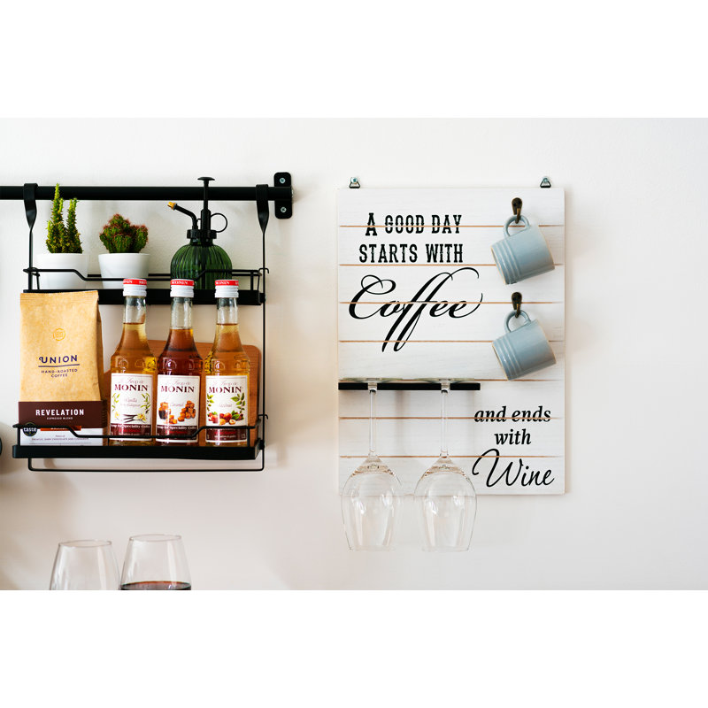 Wall Mounted Wine Glass Rack in White