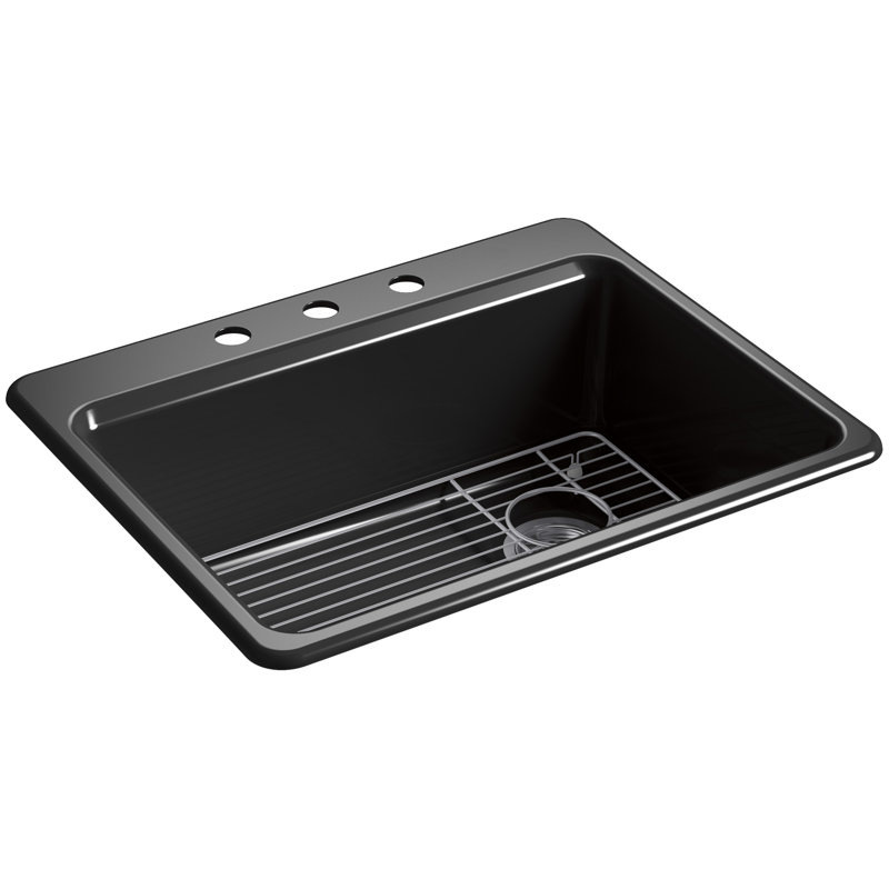 Riverby® 27" L x 22" W Drop-In Kitchen Sink, 3 Hole, Black