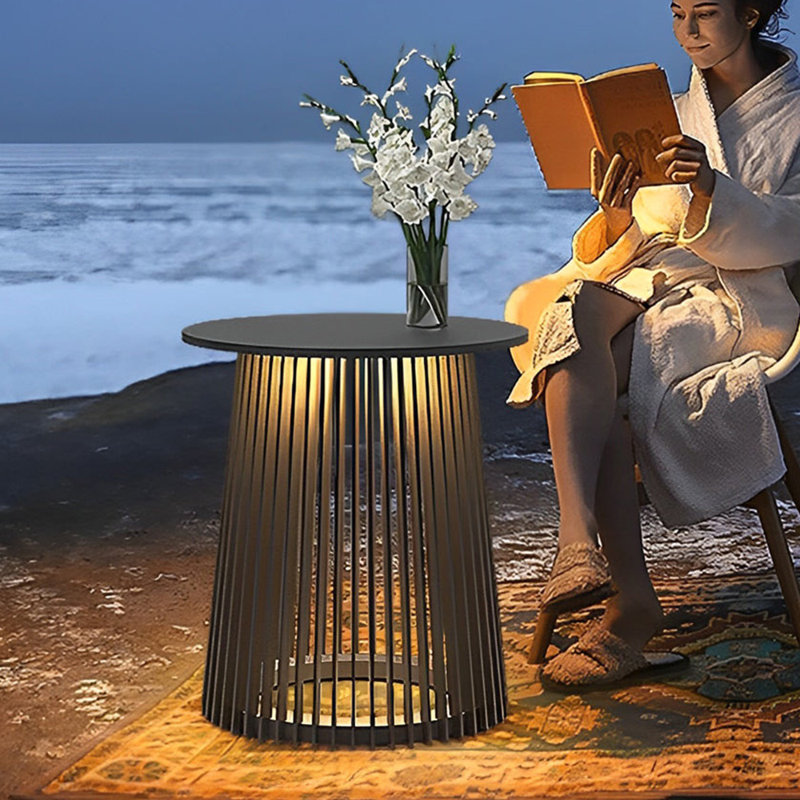 Integrated Led Floor Lamp End Table, 25" H x 23" W x 23" D