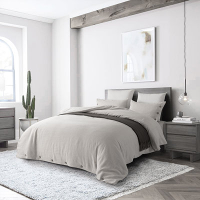  Stone Washed French Linen Reversible Duvet Cover Set