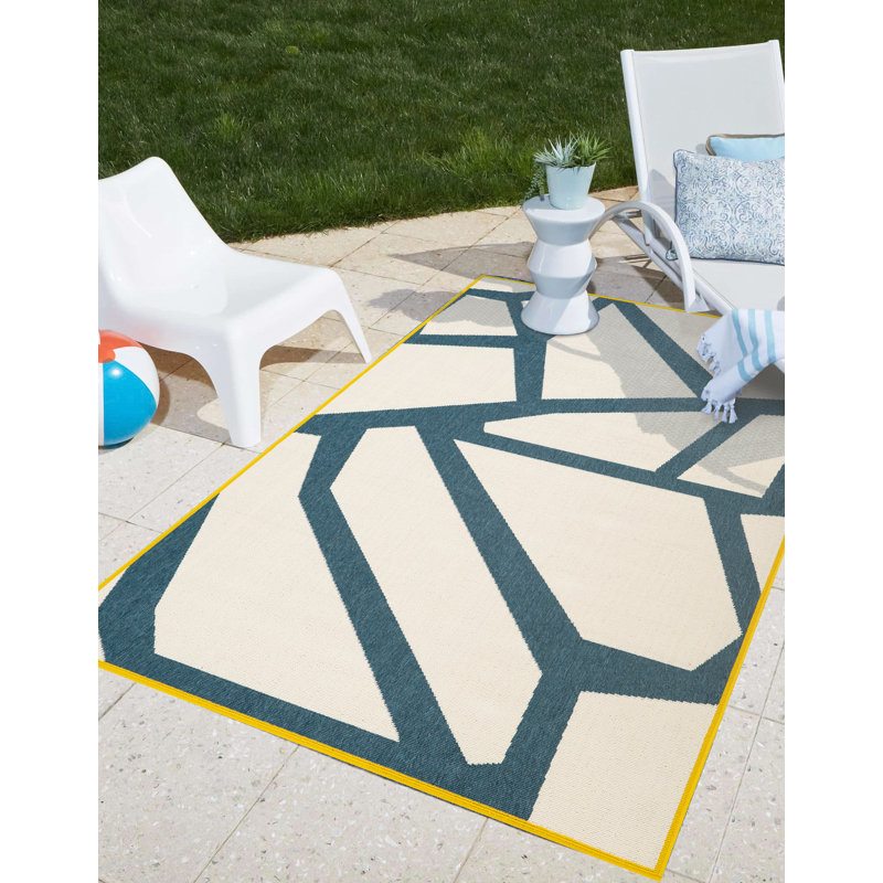 Mapa Modern Abstract Geometric Indoor/Outdoor Performance Area Rug, Rectangle 8' x 9'9"