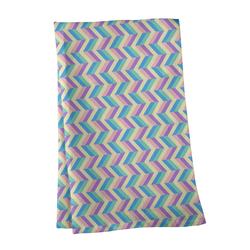 Serviette à thé chevron Mcguigan, Polyester sergé, Beige / rose / jaune