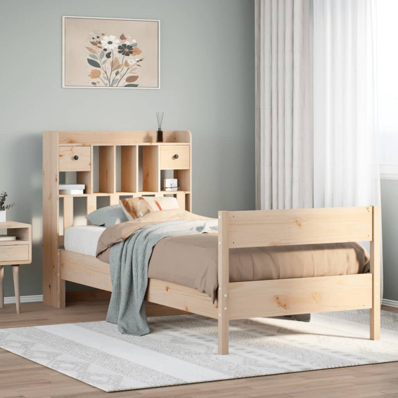Abbiss Solid Wood Bed, Brown, 71.5cm H x 195.5cm W x 80.5cm D