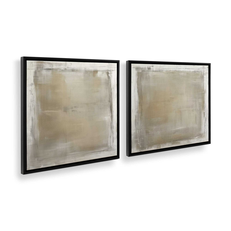 Ensemble de 2 impressions adoucies, 16 po x 16 po, Cadre flottant noir satiné
