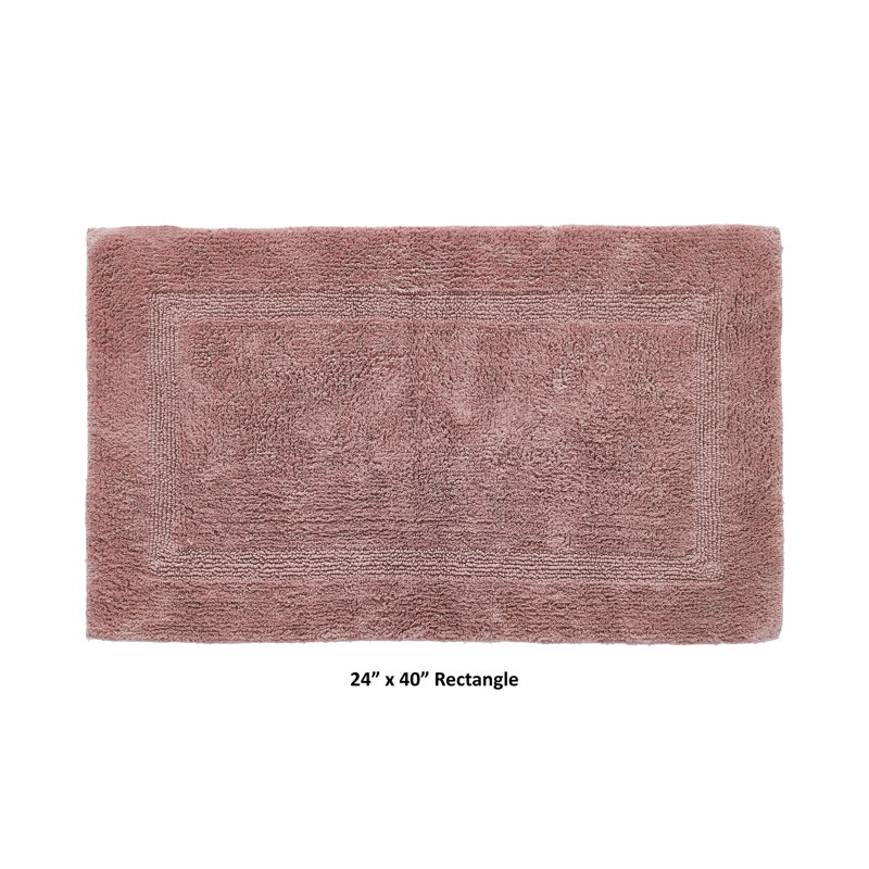 Rozanne Reversible Cotton Bath Rug, Pink, 24" x 40" Rectangle