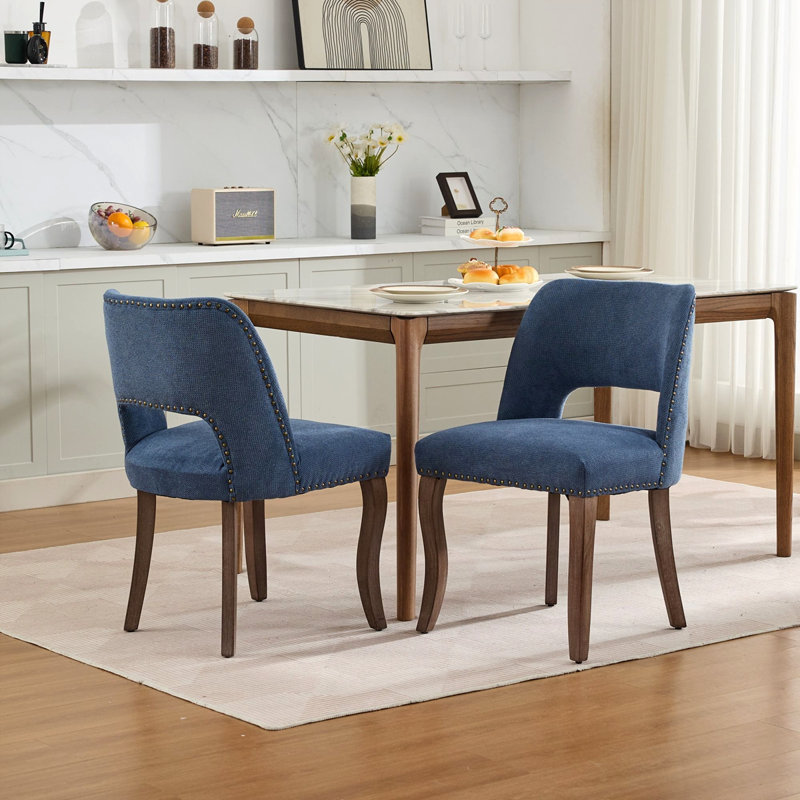 Ensemble de 2 chaises de salle à manger rembourrées Modern, Bleu
