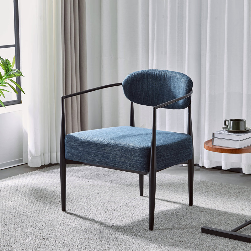 Fauteuil d'appoint rembourré en tissu Terrell, Noir, noir, noir, noir, Polyester bleu marine