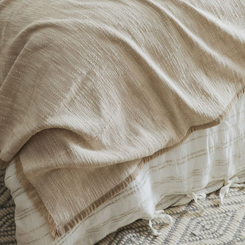 Tranquil Oatmeal Weave Throw, Cream Throw Blanket For Couch or Bed, Soft Throw Blanket