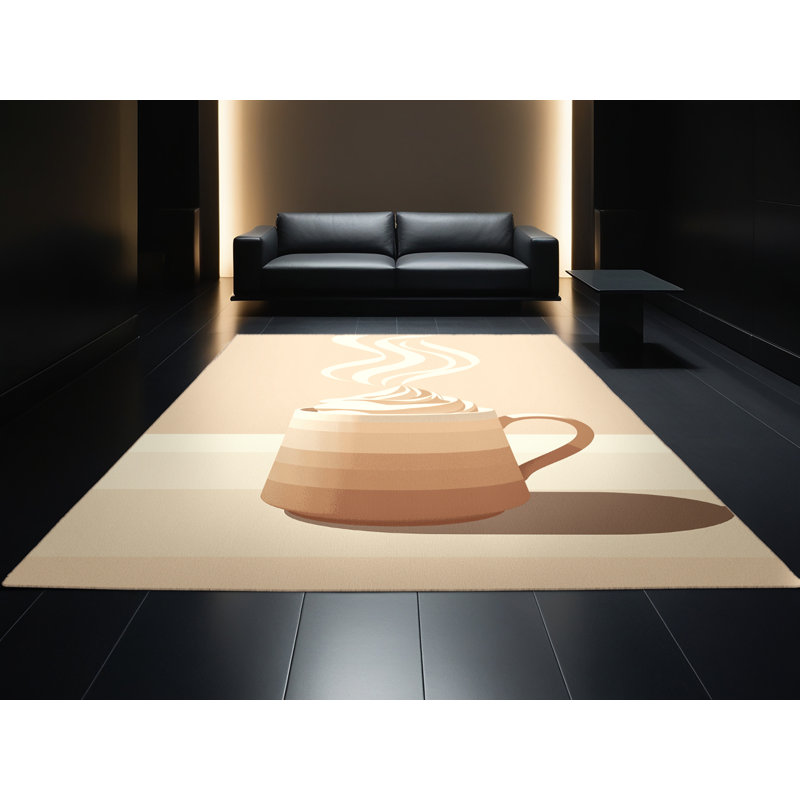 Machine Washable Elkton Hot Chocolate Scandinavian Rug in Beige – Beige Binding, 2x3