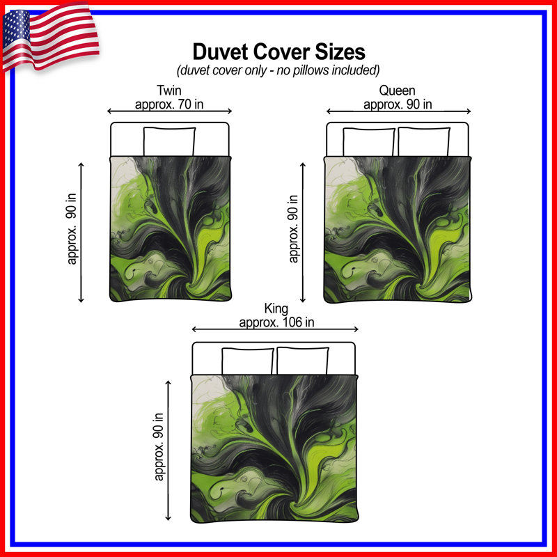 Swirling Green Abstract Duvet Covers, Queen