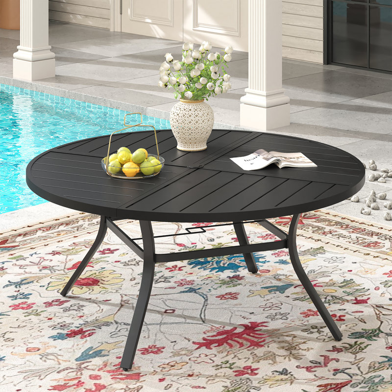 Table de salle à manger d'extérieur, H 28,3 po x L 50 po x l 50 po, Noir / Noir