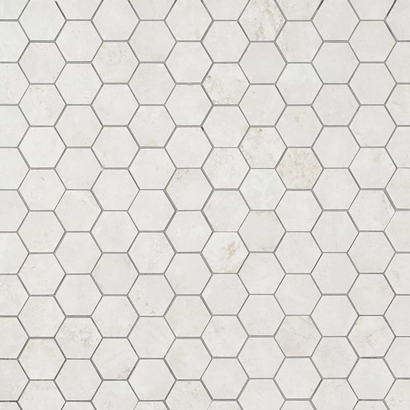 Portrait 2" Hexagon Matte Porcelain Mosaic Tile, Ivory