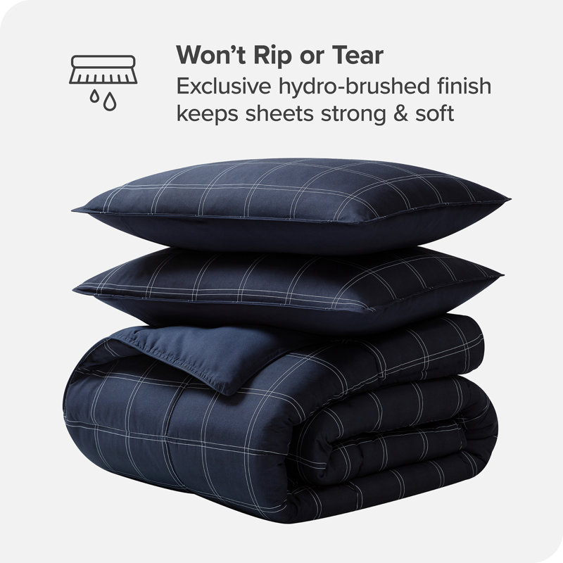 Ensemble d'édredon en duvet synthétique, Édredon pour grand lit + 2 taies décoratives, Vichy noir / blanc