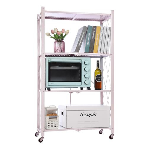 Pervin 27.9'' W Metal Shelving Unit with Wheels, Pink