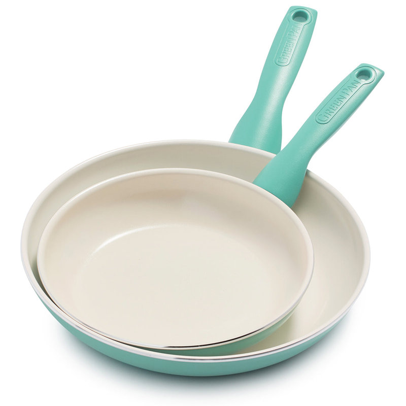 GreenPan Rio Healthy Ceramic Nonstick 8" and 10" Frying Pan Set, Turquoise