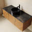 Meuble-lavabo de salle de bain avec lavabo rond en céramique, armoire de rangement murale en contreplaqué avec portes-129462678-129462682