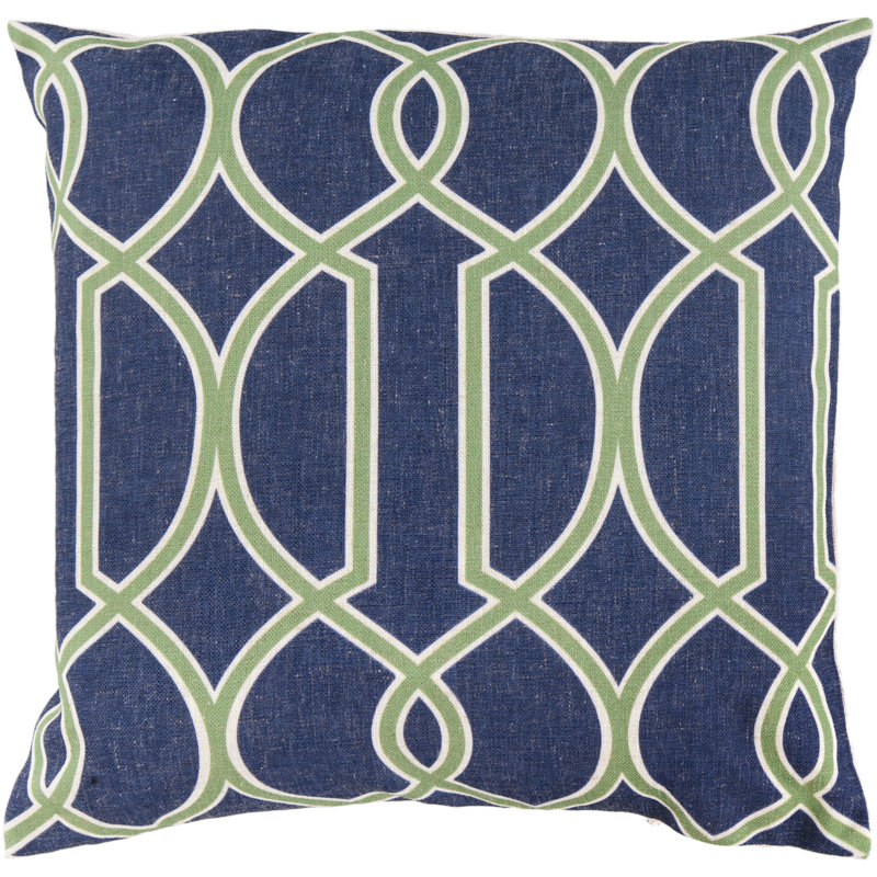 Taylor Pillow Cover, Dark Blue/Grass Green, 22" x 22"