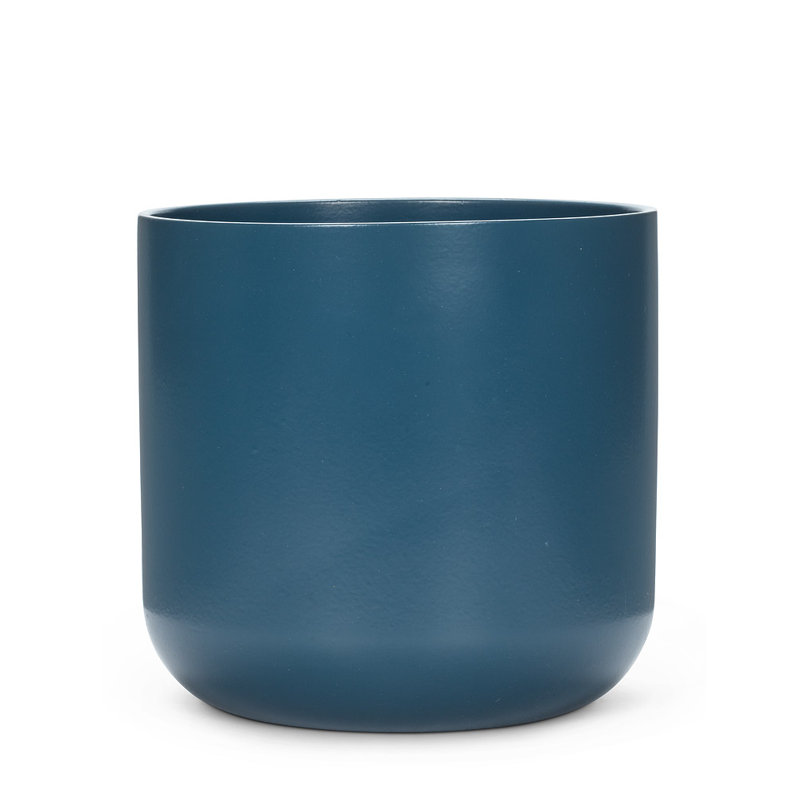 Ceramic Cachepot, 7" H x 7" W x 7" D, Dark Blue