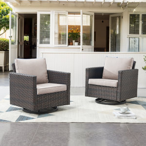 Outdoor Brooksie Swivel Gliding Wicker Chair with Cushions