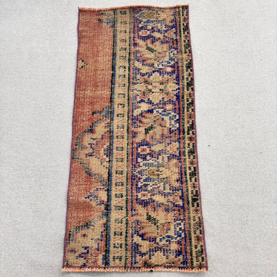 Tapis classique en laine beige 17,3 x 38,2 pouces