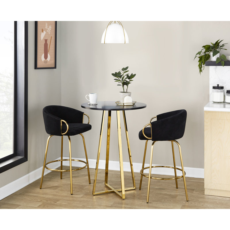 Table de bar et de comptoir Rayna, Doré, 36", Blanc