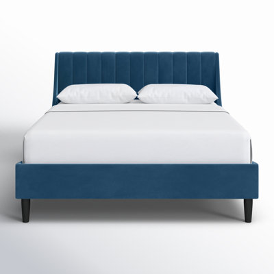 Helaina Velvet Upholstered Wingback Bed