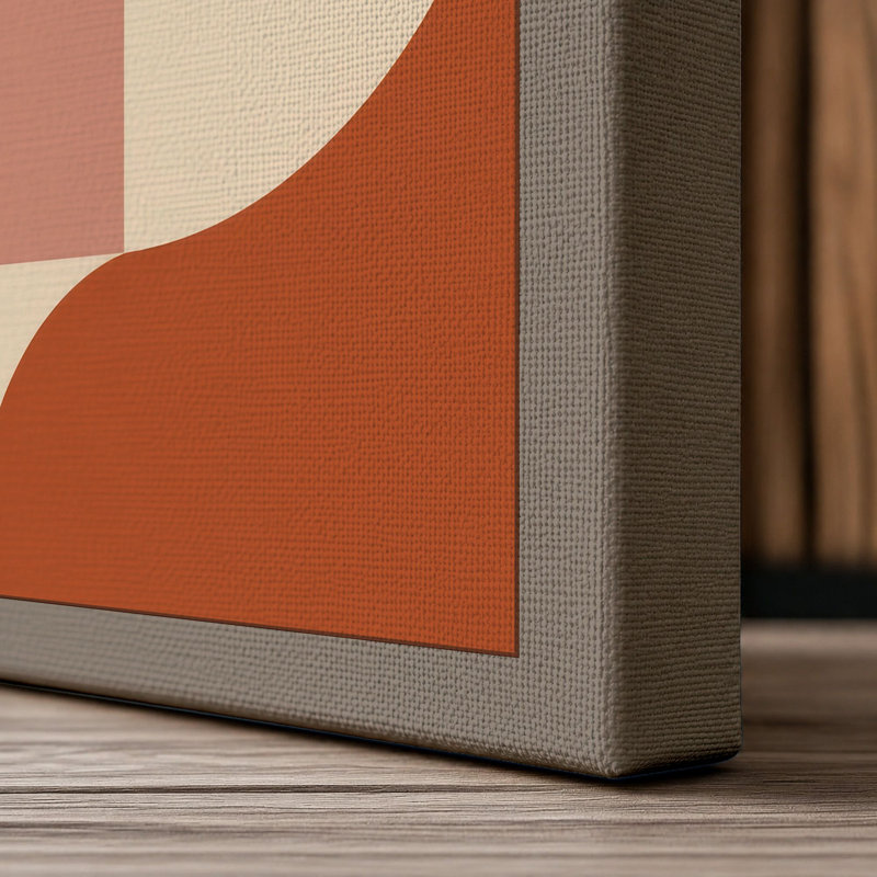 Geometric Flow Mid-Century 1 Piece Wrapped Canvas Wall Art, 24x16 - 61.0 x 40.6 cm, Taupe Border