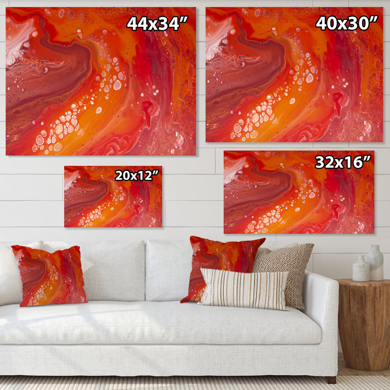 Vibrant Red Marble Landscape - peinture sur toile, Toile tendue, H 34 po x l 44 po