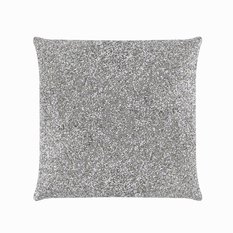 Sparkles Home Luminous Velvet Rhinestone Throw Pillow | Feather Insert | Home Décor Accent, Silver, Square 20"