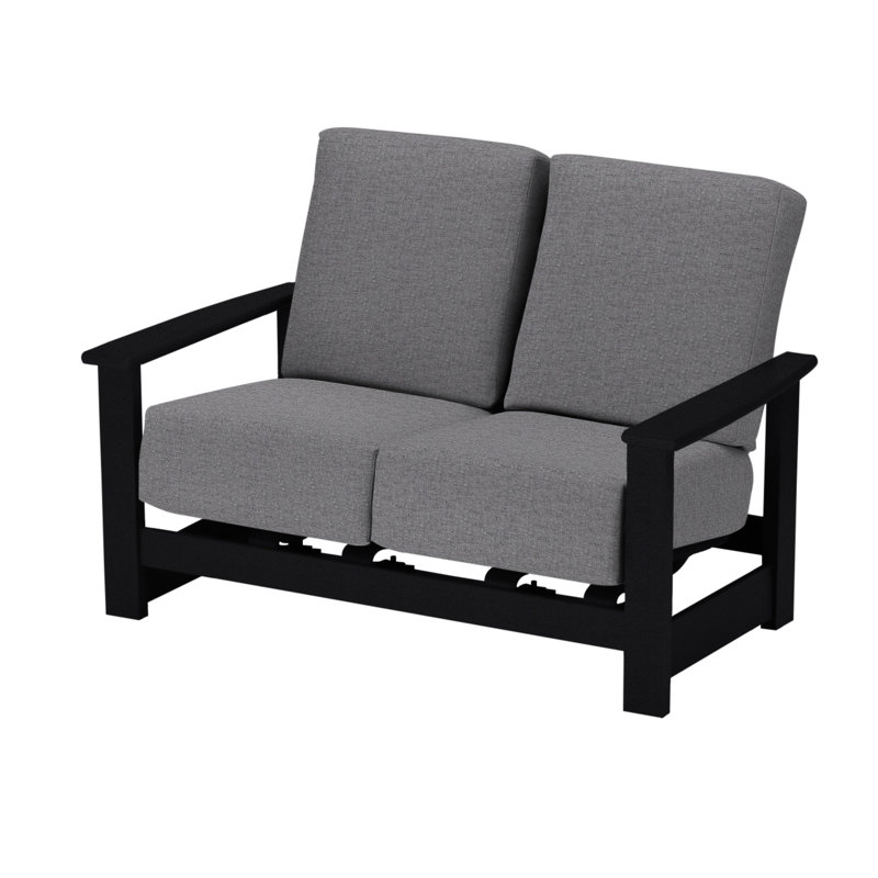 Leeward 56.5'' Wide Loveseat with Cushions, Wren, Black